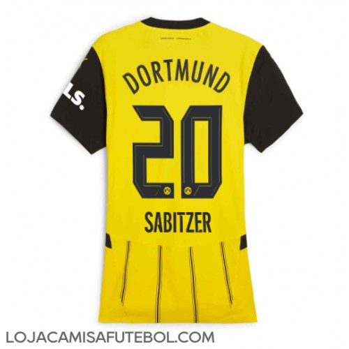 Camisa de Futebol Borussia Dortmund Marcel Sabitzer #20 Equipamento Principal Mulheres 2024-25 Manga Curta